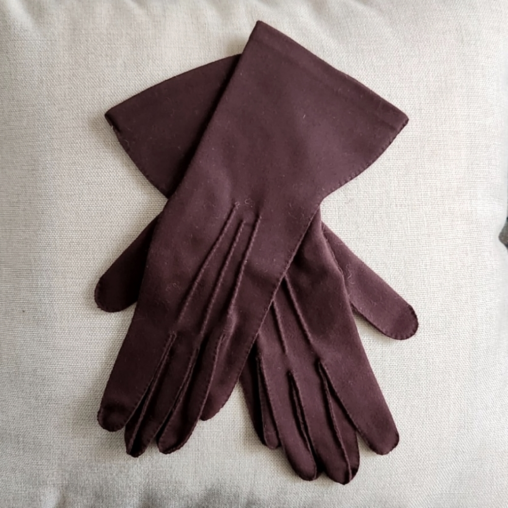 Vintage Brown Felt Gloves
